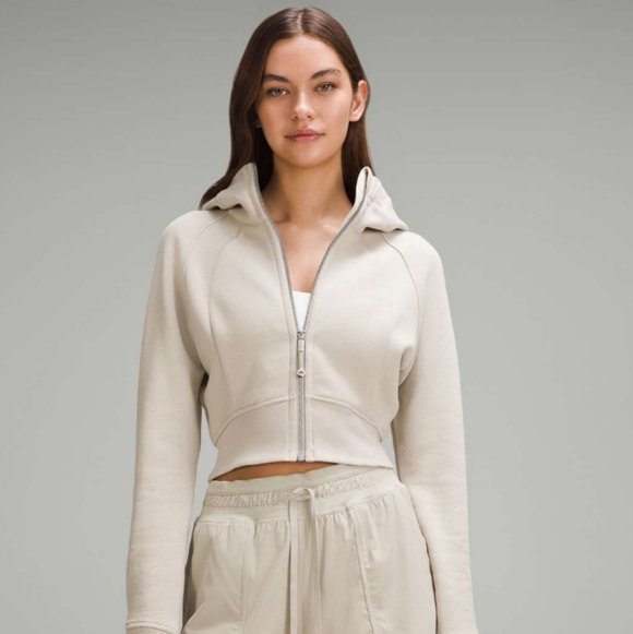 lululemon athletica Tops - Lululemon Scuba Full-Zip Cropped Hoodie- Mojave Tan Size 6